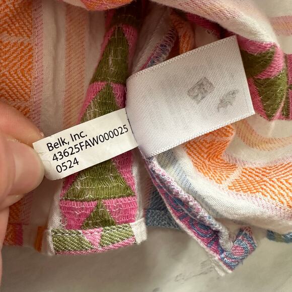 Crown & Ivy girls medium Jacquard Button Front Top striped shirt multicolor Belk - Picture 5 of 7